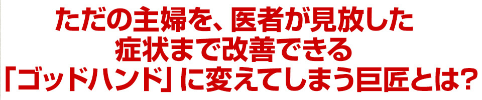 ただの主婦をゴッドハンドに変えてしまう巨匠 長谷澄夫とは？